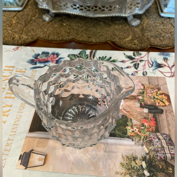 Vintage Fostoria American Creamer and Sugar Set, Clear Depression Cut Glassware - Picture 7 of 7